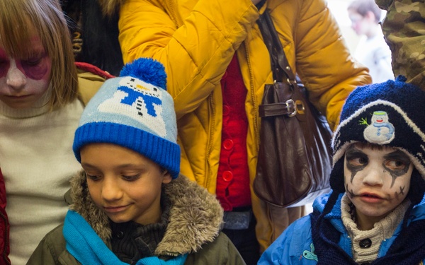 U.S. military members celebrate Christmas early with Romanian children