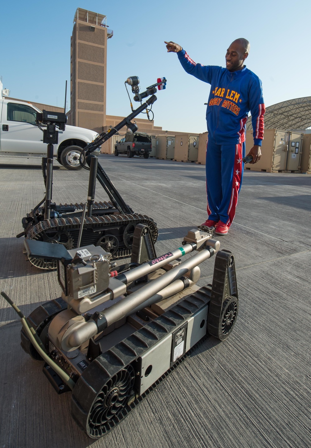 The Harlem Globetrotters visit Commander, Task Group 56.1