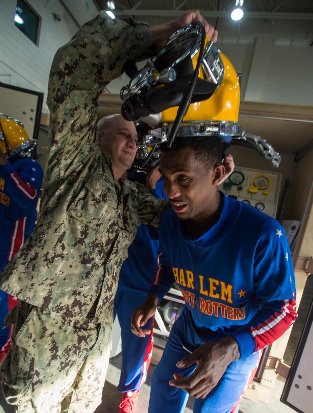 The Harlem Globetrotters visit Commander, Task Group 56.1