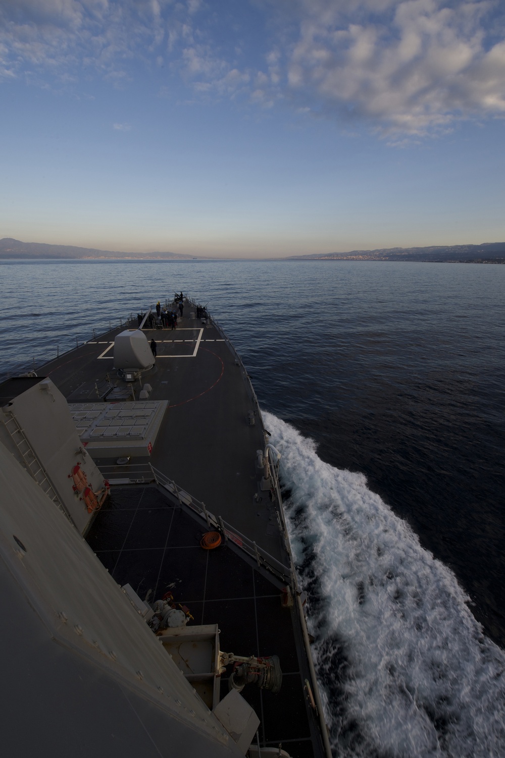 USS Carney transits through the Strait of Messina