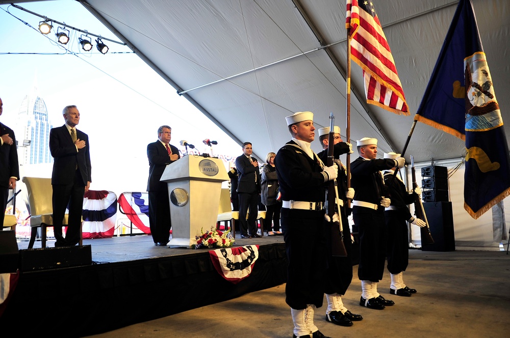 USS Omaha christening ceremony