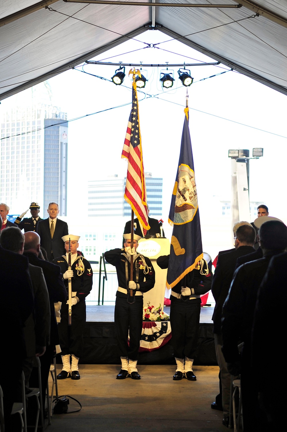 USS Omaha christening ceremony