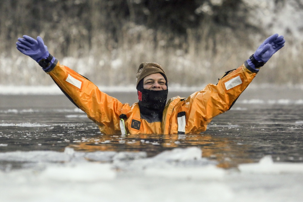 JBER Fire Department conducts cold water and ice-rescue training