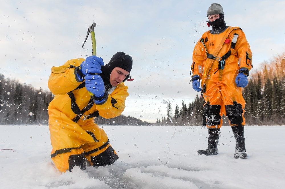 JBER Fire Department conducts cold water and ice-rescue training
