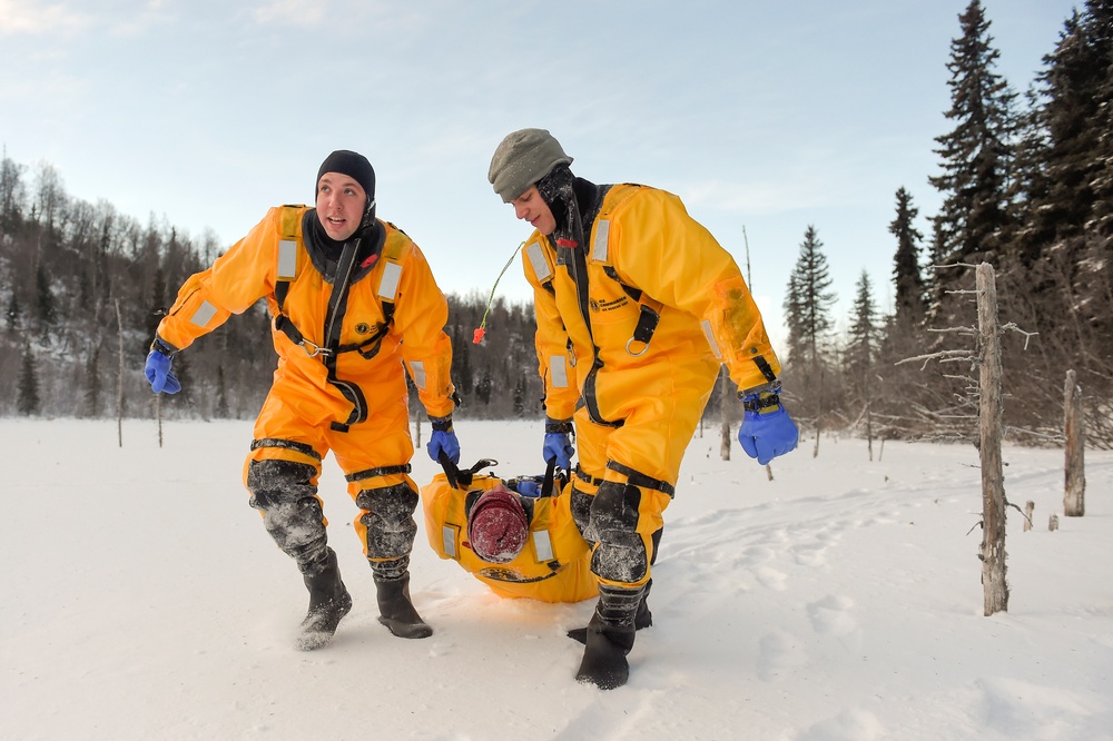 JBER Fire Department conducts cold water and ice-rescue training