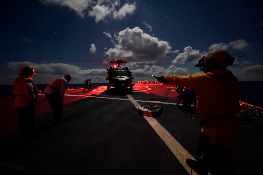 USS Carney night flight operations