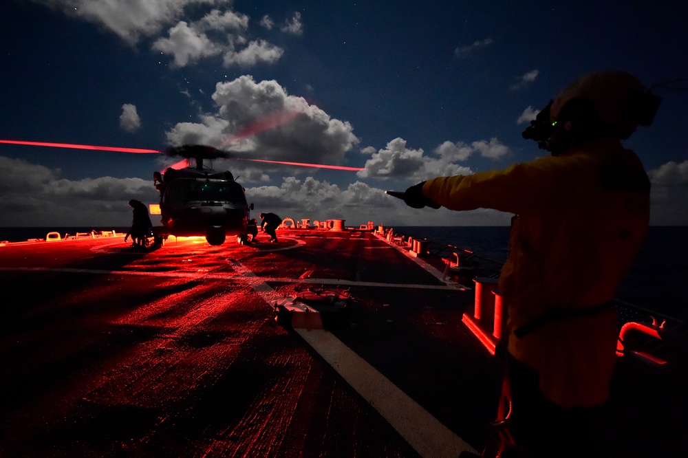 USS Carney night flight operations