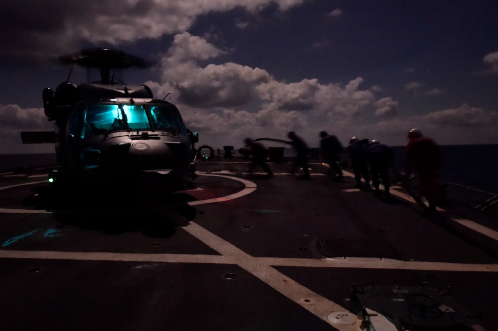 USS Carney night flight operations