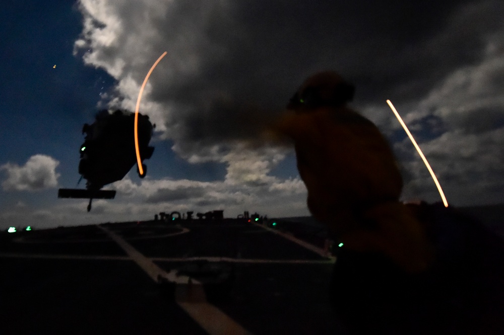 USS Carney night flight operations