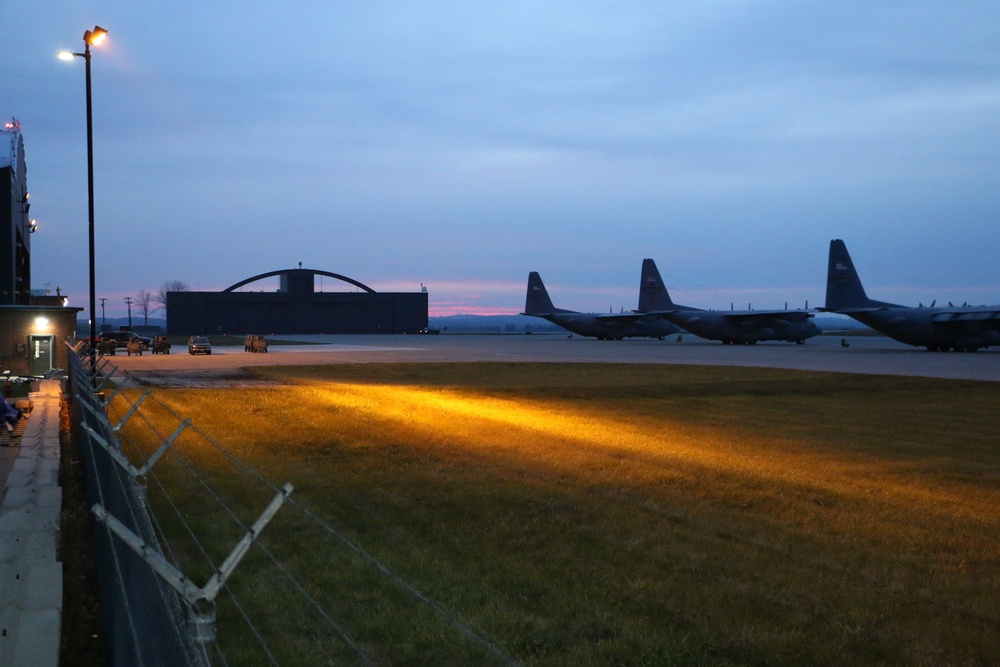 C-130H Hercules night operation airdrop