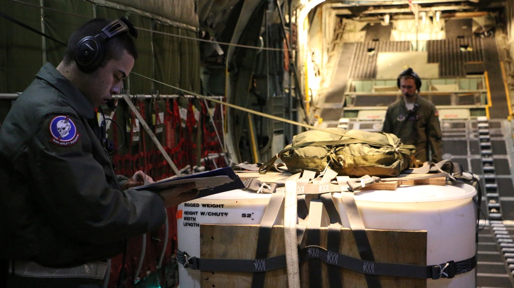 C-130H Hercules night operation airdrop
