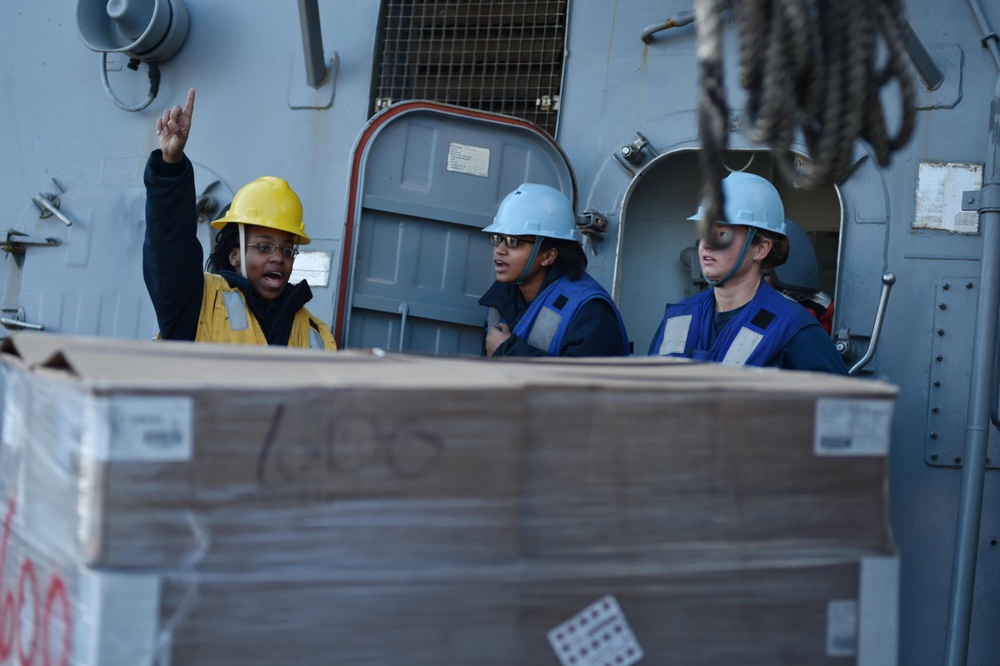 USS Ross replenishment at sea