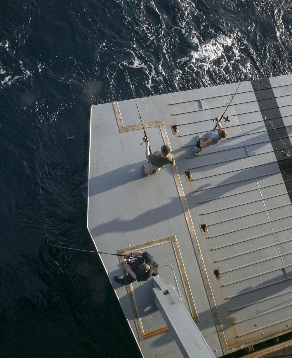 Marines and Sailors relax during a Steel Picnic event in the Red Sea