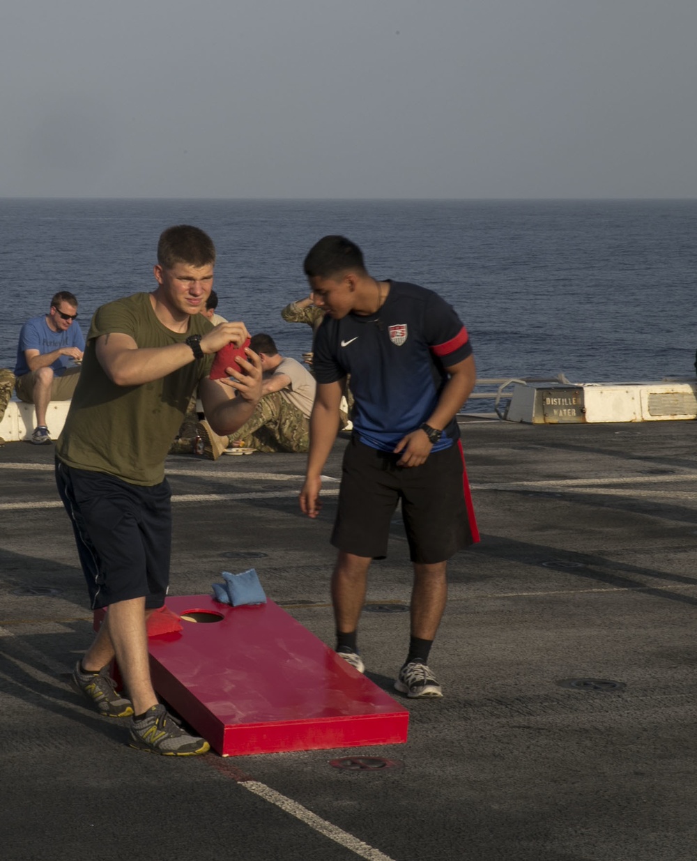 Marines and Sailors relax during a Steel Picnic event in the Red Sea