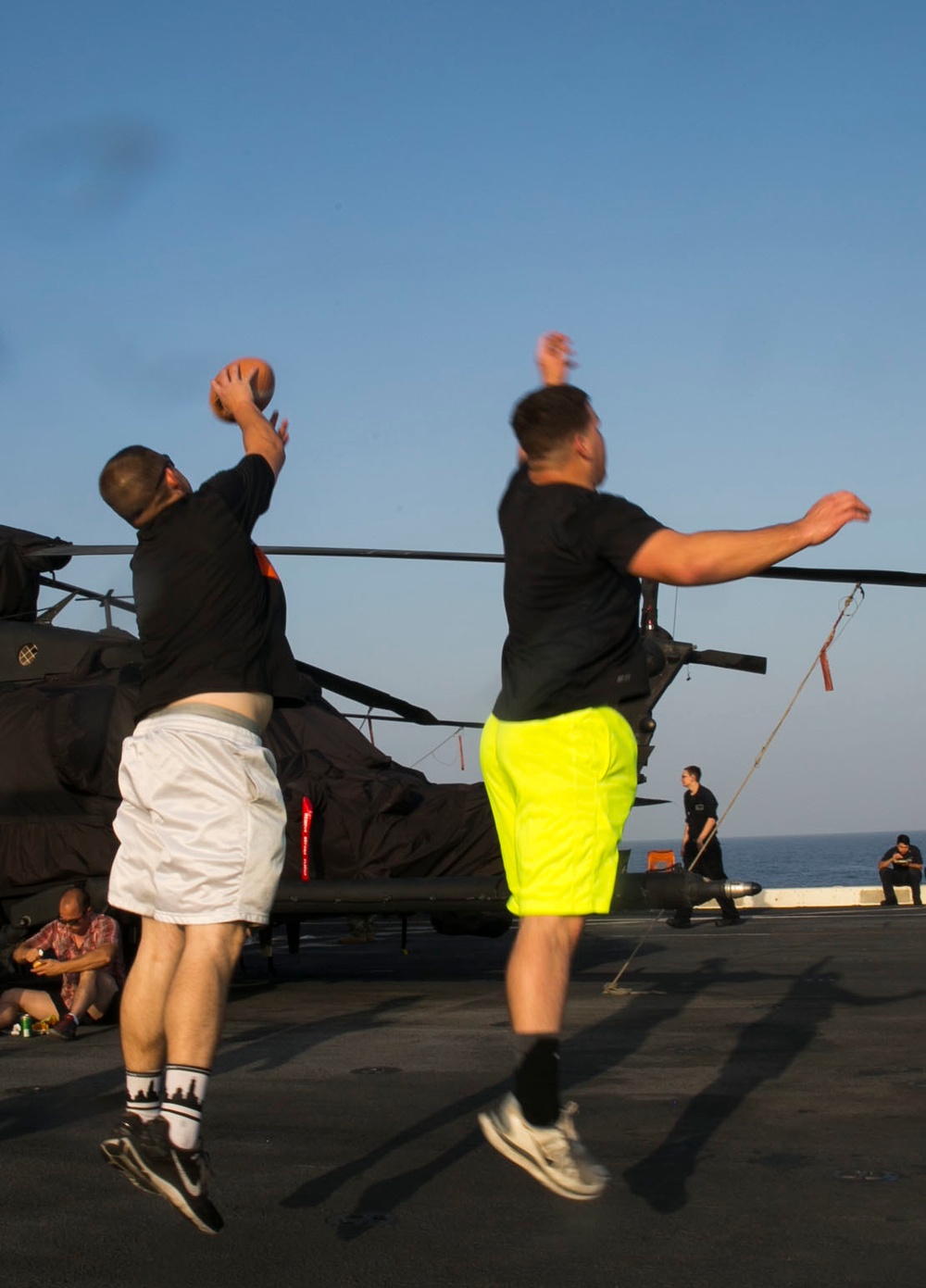 Marines and Sailors relax during a Steel Picnic event in the Red Sea