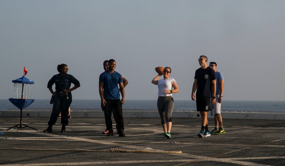 Marines and Sailors relax during a Steel Picnic event in the Red Sea