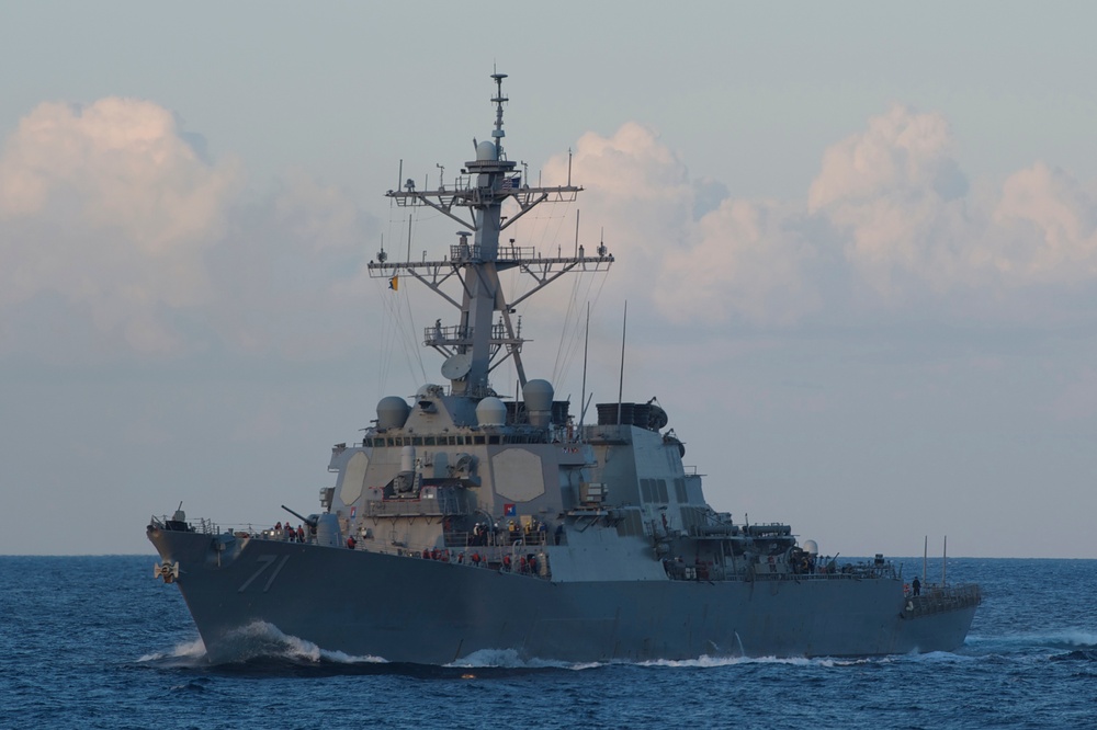 Replenishment at sea aboard USS Carney