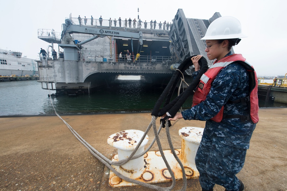 USNS Spearhead departure