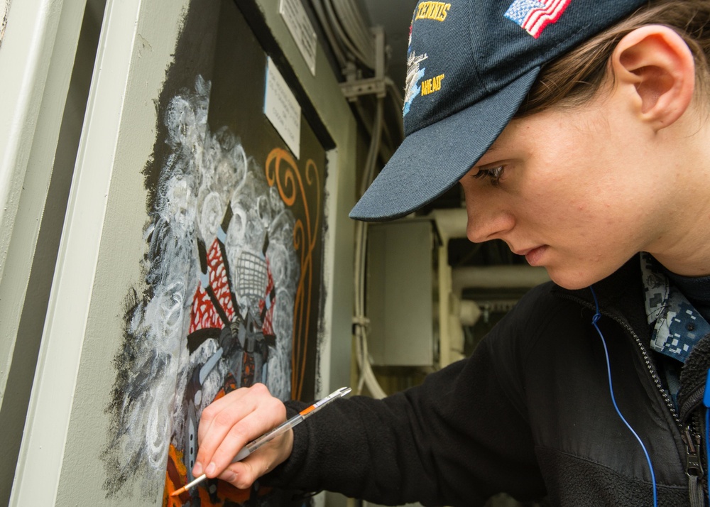 USS John C. Stennis sailor paints mural