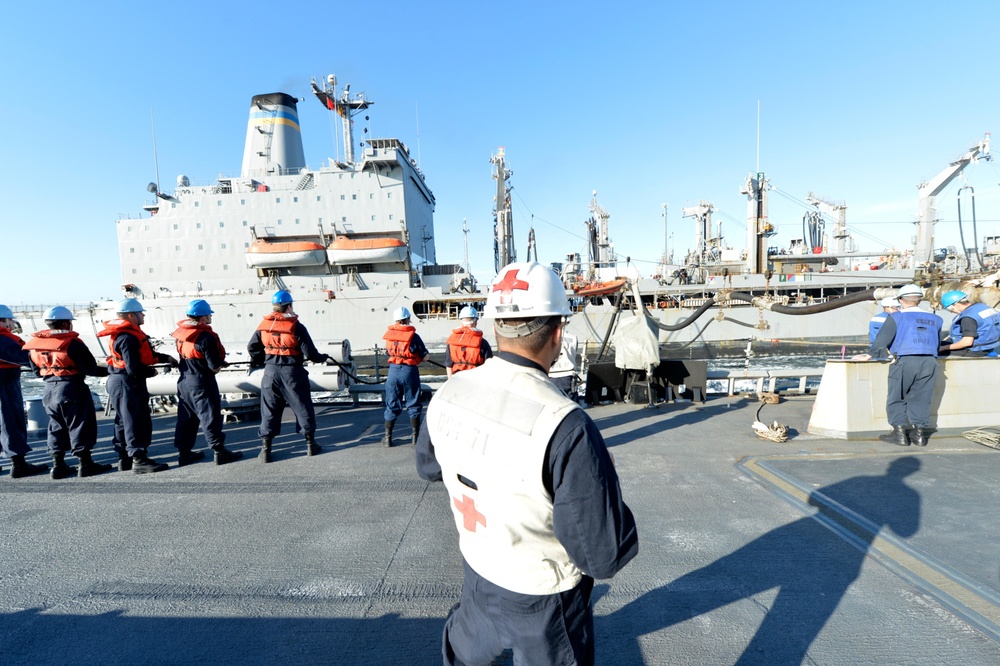 USS Ross replenishment at sea