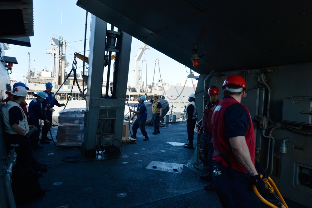 USS Ross replenishment at sea