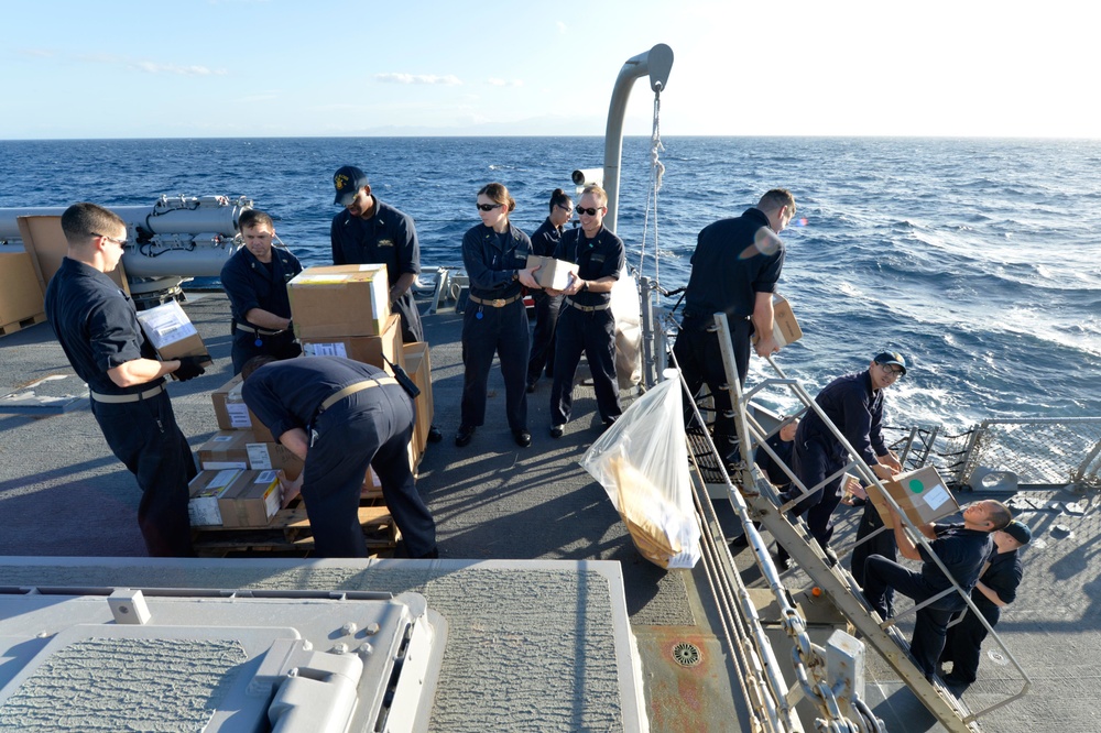 USS Ross replenishment at sea