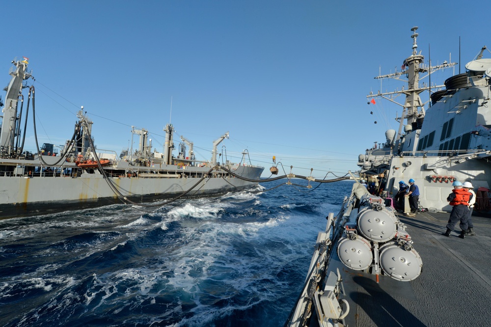 USS Ross replenishment at sea