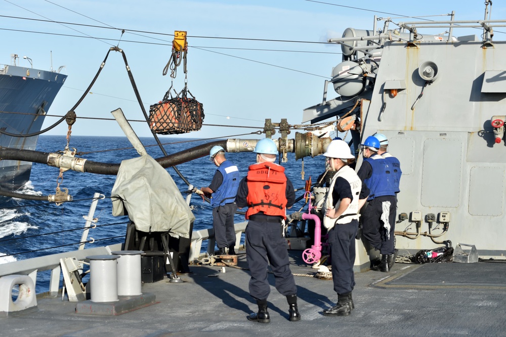 USS Ross replenishment at sea