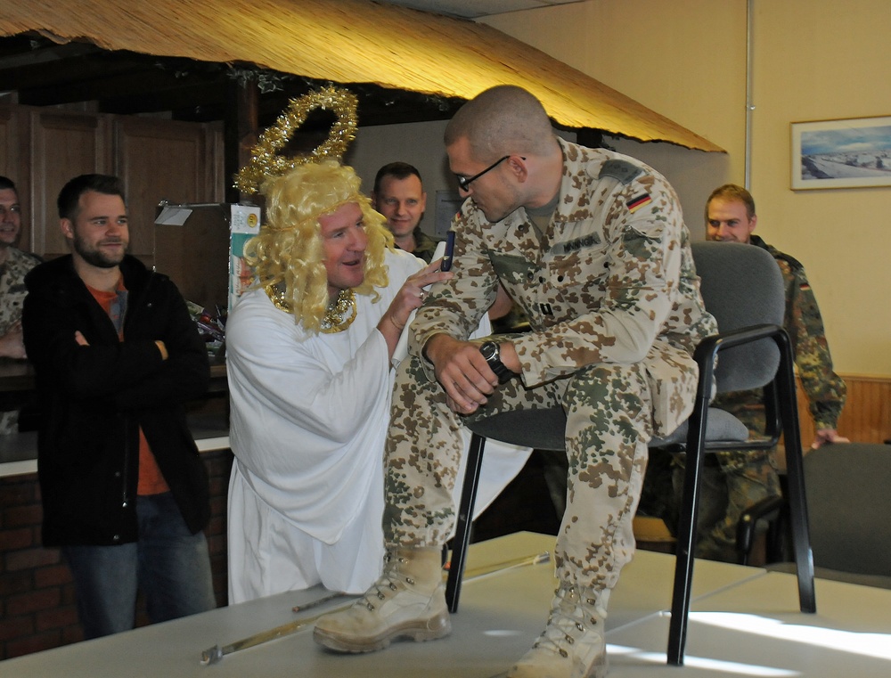 German Air Force captain receives kiss for 30th birthday