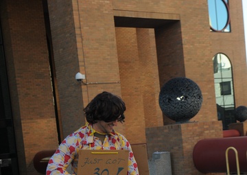 German Air Force captain receives kiss for 30th birthday