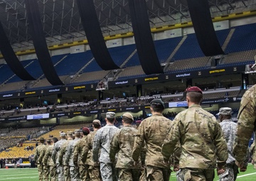Soldier Mentors participate in pre-game activities