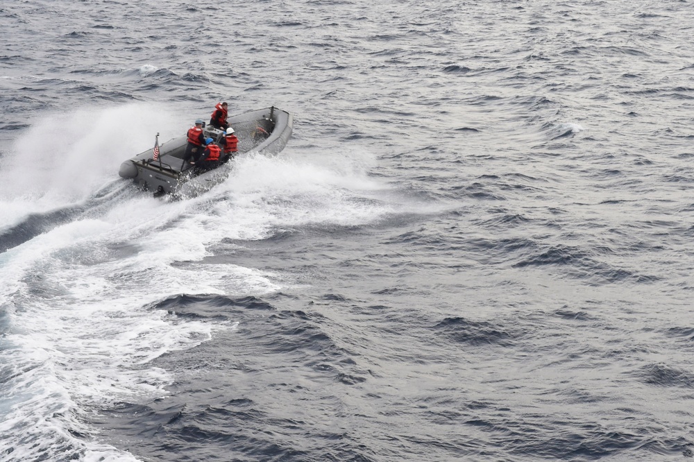 USS Carney man overboard drill