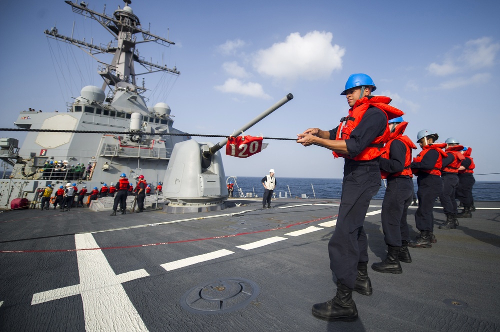 USS Gonzalez replenishment at sea