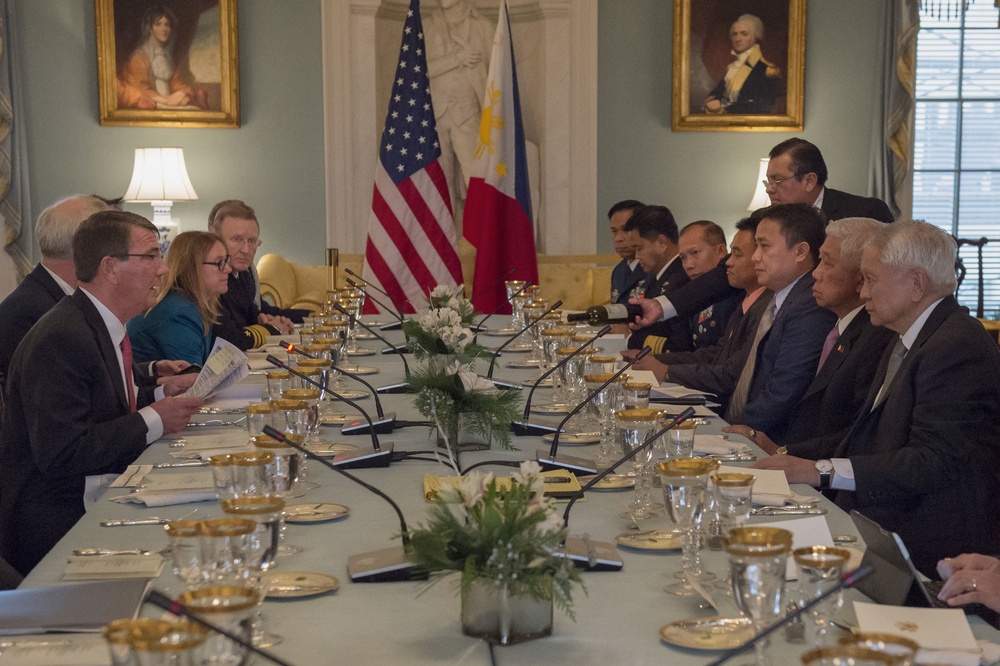 Secretary of defense meets with Filipino Secretary of Foreign Affairs and Secretary of National Defense