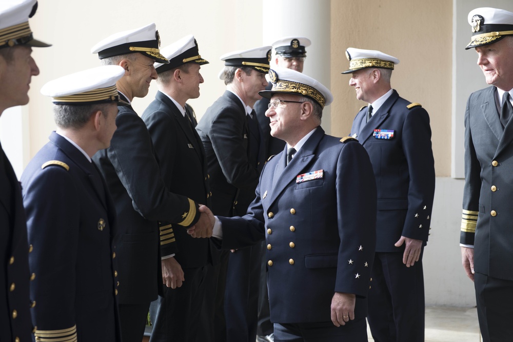 French naval admiral welcomed to US 6th Fleet headquarters