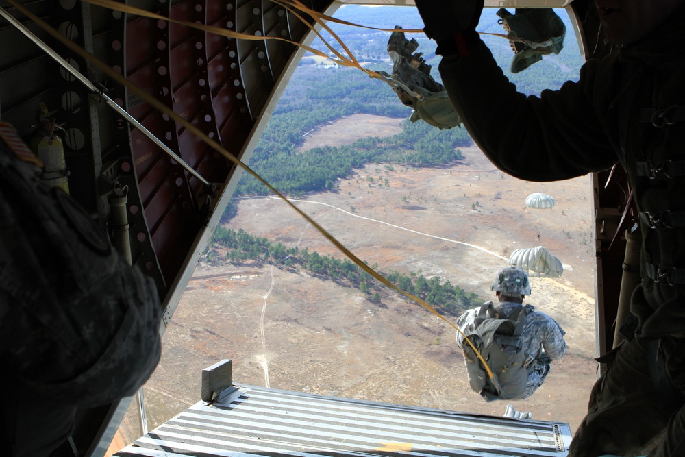 US Army paratroopers with US Army John F. Kennedy Special Warfare Center and School conduct airborne operations