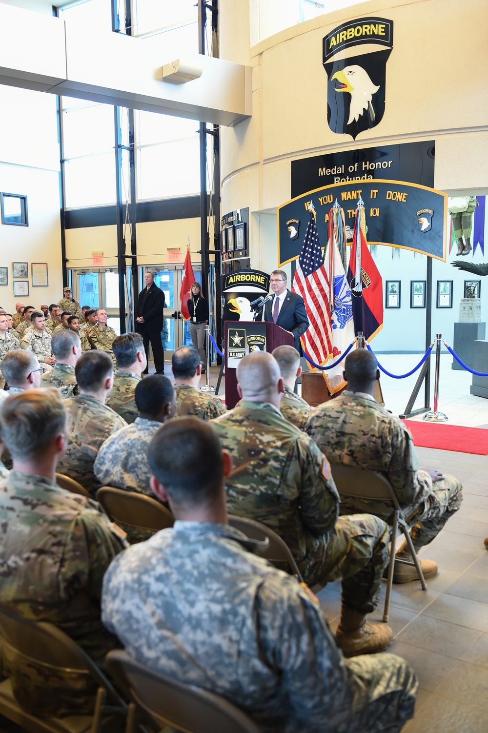 Secretary of defense delivers remarks to deploying soldiers