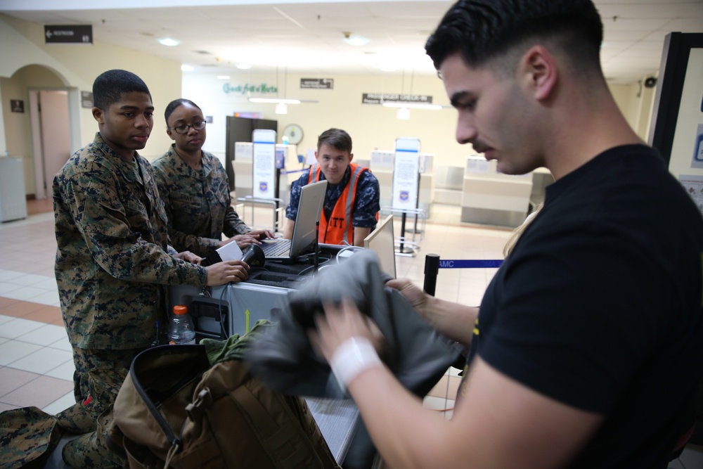 SPMAGTF-CR-AF Marines, sailors work with NAS Sigonella during evacuation control center exercise