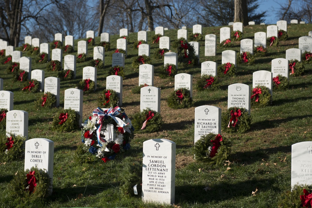 Memorial service for 2nd Lt. Samuel G. Leftenant, Tuskegee Airman, at Arlington National Cemetery