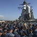 Vice Adm. Bill Moran and Fleet Master Chief April Beldo visit USS Preble