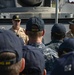 Vice Adm. Bill Moran and Fleet Master Chief April Beldo visit USS Preble
