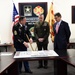 Secretary of defense, Combined Joint Chiefs of Staff, Gen. Kelly and Adm. Tidd are briefed by Command Sgt. Maj. Zaiser before the USSOUTHCOM COC