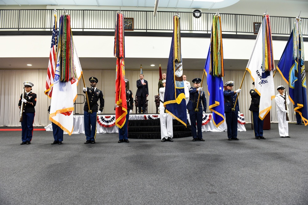 Secretary of defense, Combined Joint Chiefs of Staff, Gen. Kelly and Adm. Tidd render honors