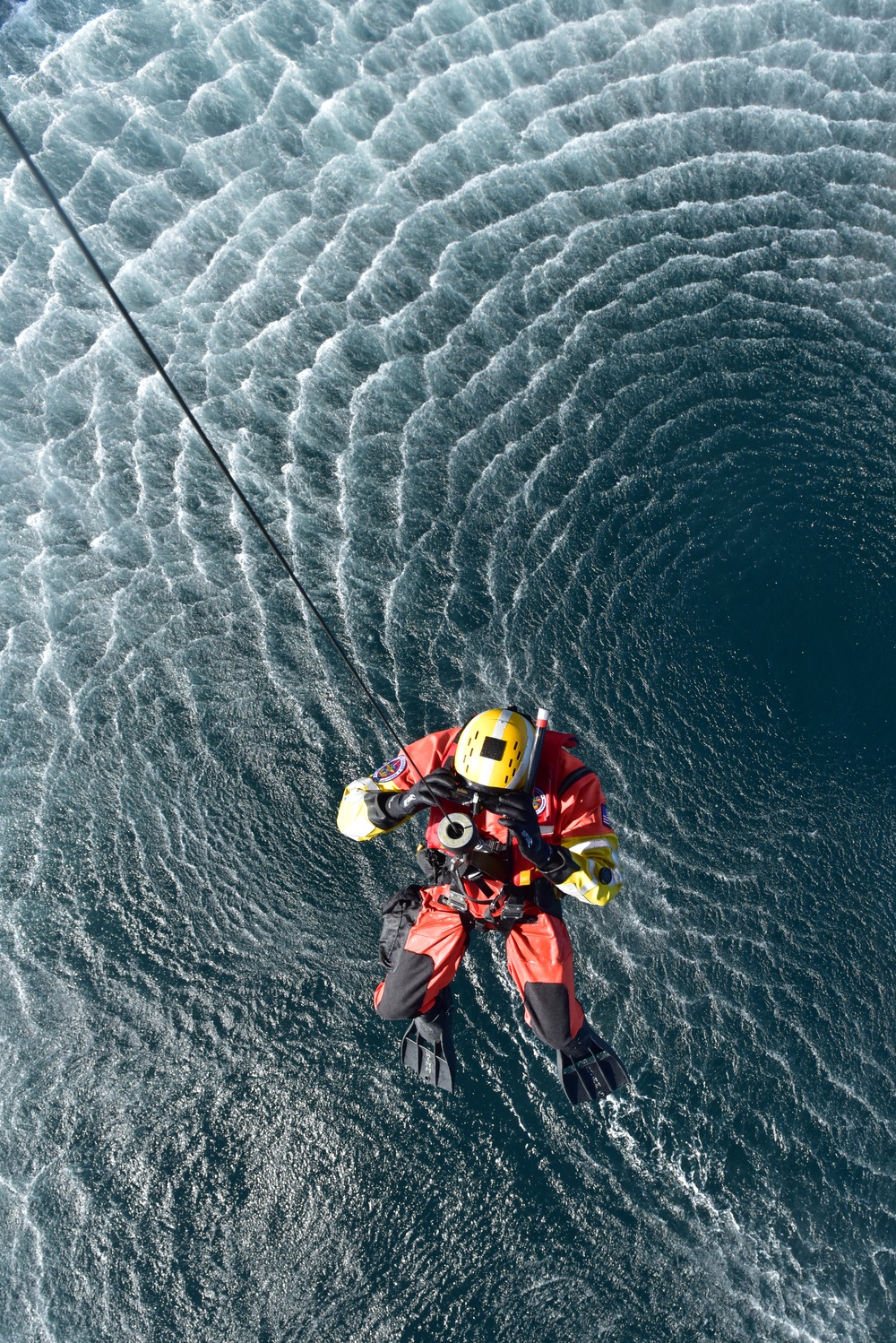 Rescue swimmer hoist training