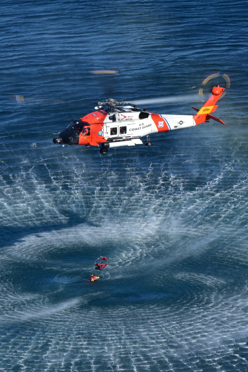 Rescue swimmer hoist training