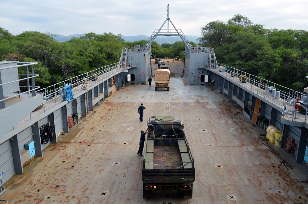 2-27 Inf. Regt. load out on USAV CW3 Harold C. Clinger (LSV-2)