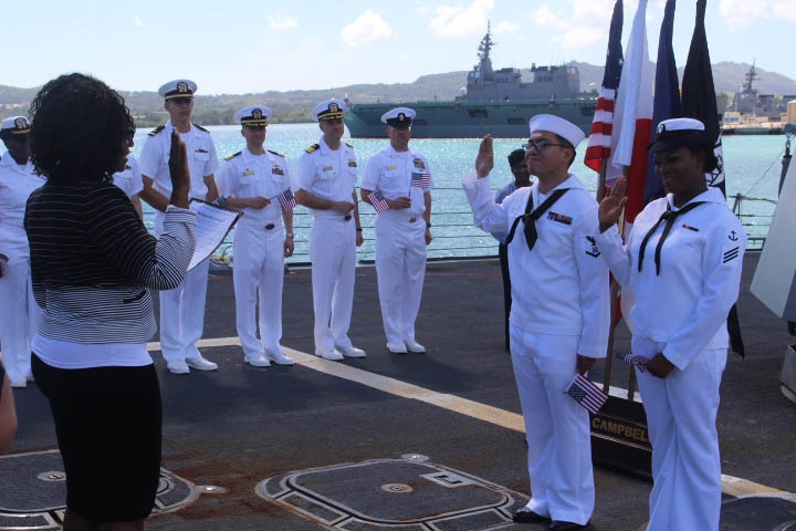 USS McCampbell Sailors take Oath of Allegiance