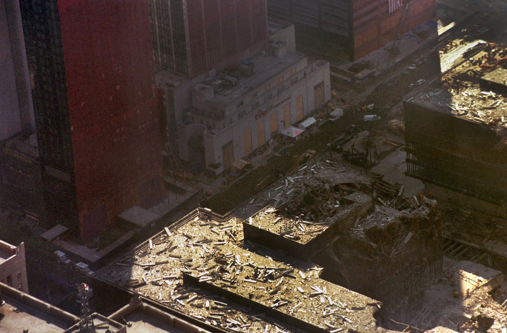 Aerial views of Ground Zero and Fresh Kills Landfill