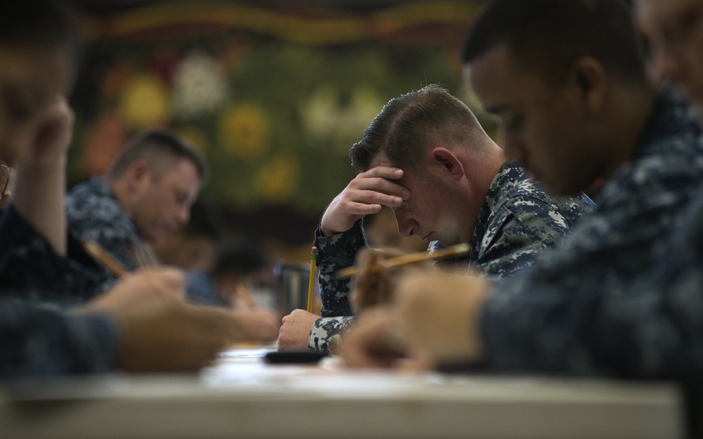 Sailors take Chief Petty Officer Navy-wide Advancement Exam