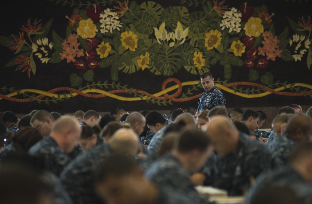 Sailors take Chief Petty Officer Navy-wide Advancement Exam